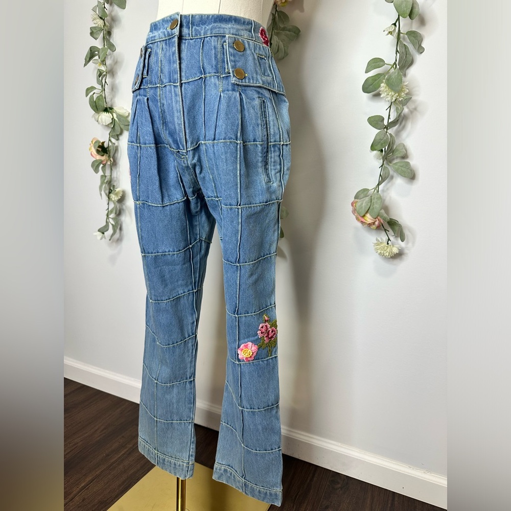 LoveShackFancy Marika Pant in Denim - Picture 4 of 12